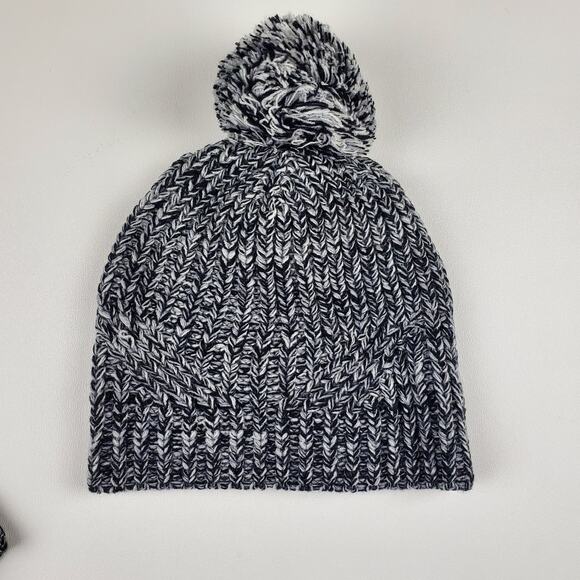 Rebecca Minkoff Marled Knit Pom Beanie Hat Hand Arm Warmer Set Women's - Picture 6 of 10